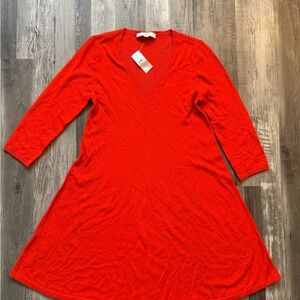 LOFT Vibrant Orange Long Sleeve Dress